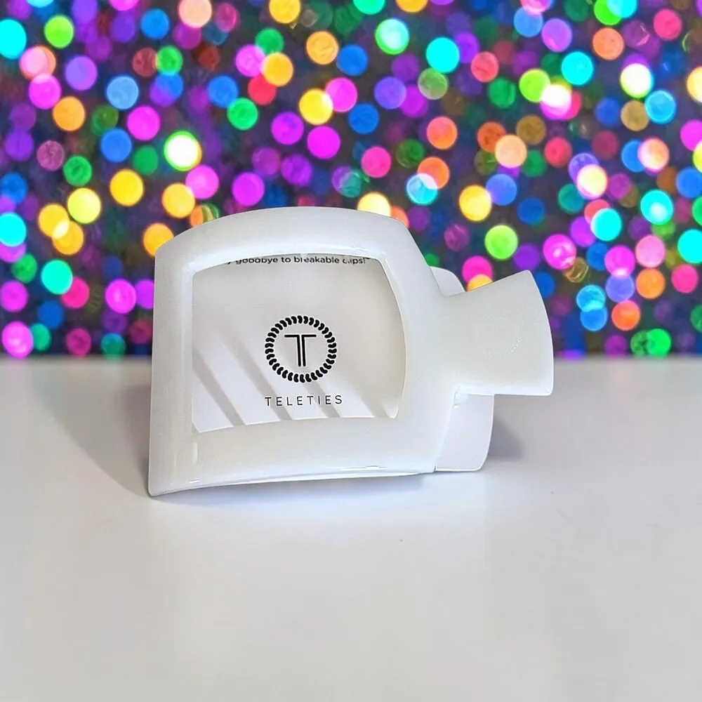 TELETIES Medium Flat Square Hair Clip in COCONUT WHITE New with Tags